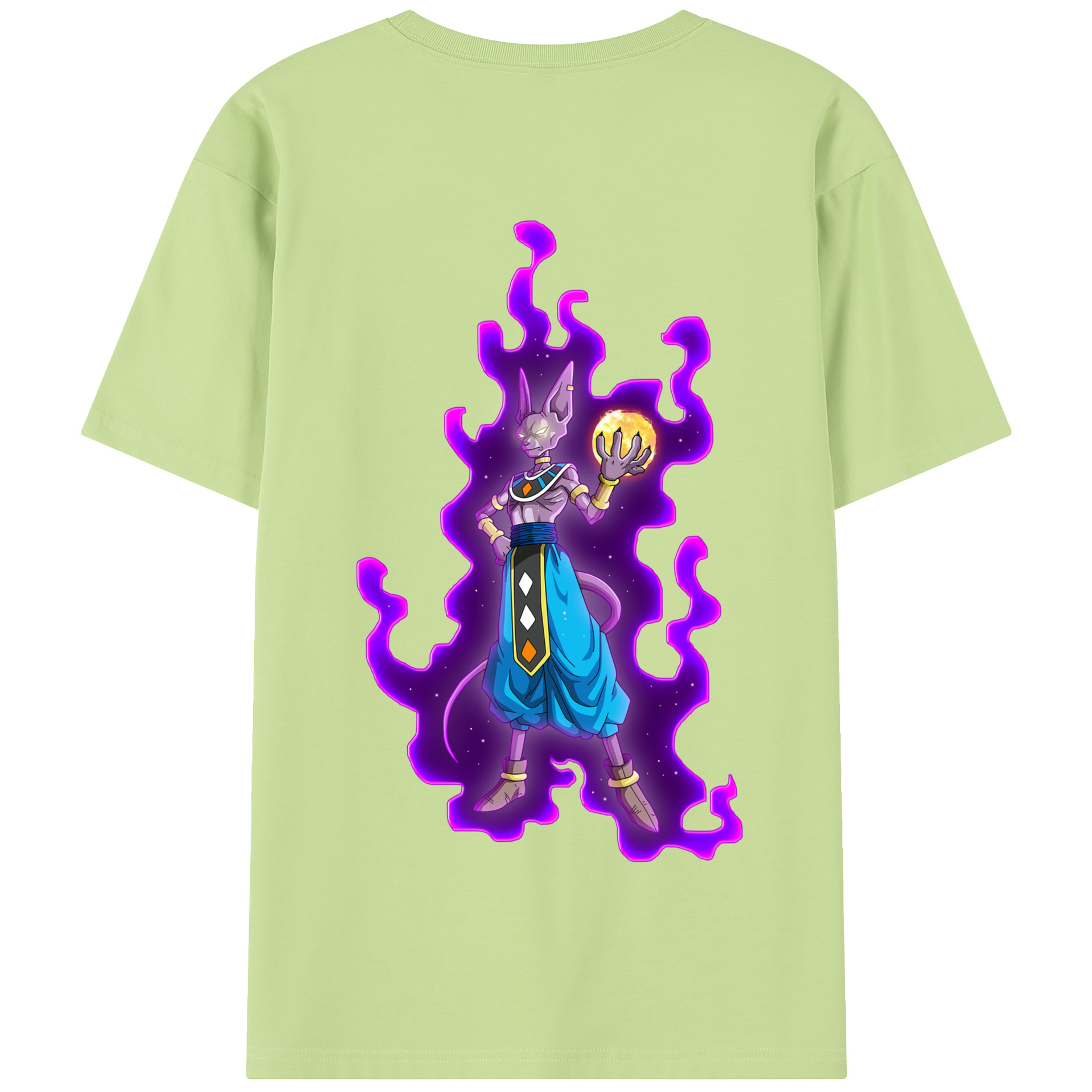 （画像用） ドラゴンボール ビルス 破壊神ビルス DRAGON BALL Beerus Birusu 綿100％半袖Tシャツ（背面プリント）